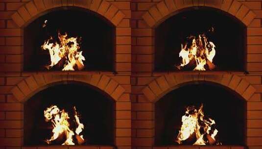 在壁炉里烧木头高清在线视频素材下载