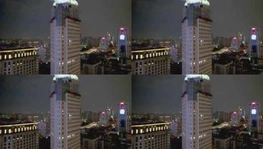 航拍上海·外滩灯光秀·空镜头4K高清在线视频素材下载