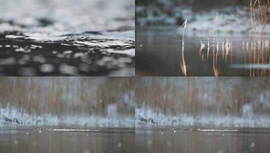 冬季湖面气泡涟漪波纹慢镜头高清在线视频素材下载