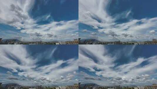 夏天蓝天白云天空仰拍视角延时视频4K高清在线视频素材下载
