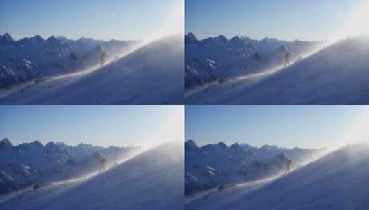 攀登雪山不畏艰难逆风登高勇于挑战登山高清在线视频素材下载