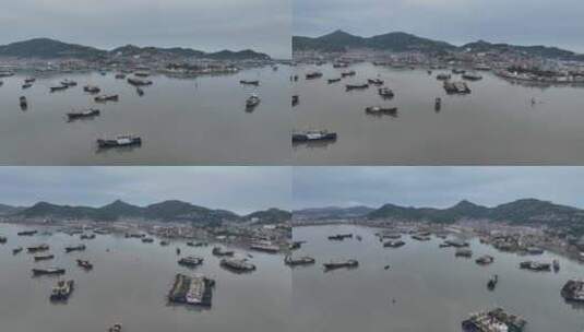 浙江台州海港村庄航拍高清在线视频素材下载
