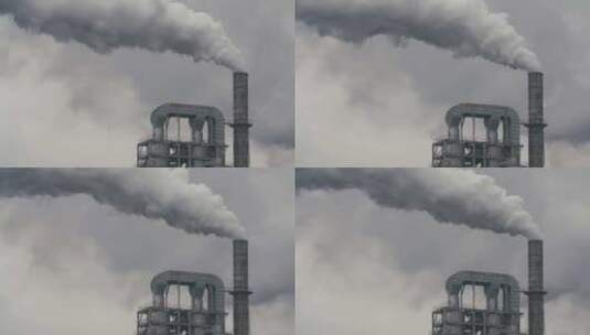 滚滚浓烟从工厂烟囱冒出大气污染题材高清在线视频素材下载