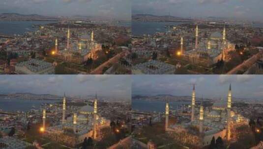 伊斯坦布尔市苏莱曼尼耶清真寺检疫鸟瞰图3高清在线视频素材下载