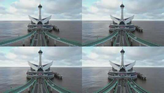 杭州湾跨海大桥高速上的海天一洲高清在线视频素材下载