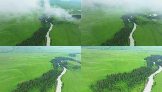 新疆伊犁唐布拉高山草原云海航拍高清在线视频素材下载