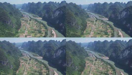 桂林杨堤风景区航拍高清在线视频素材下载
