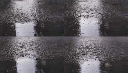下雨时地面积水高清在线视频素材下载