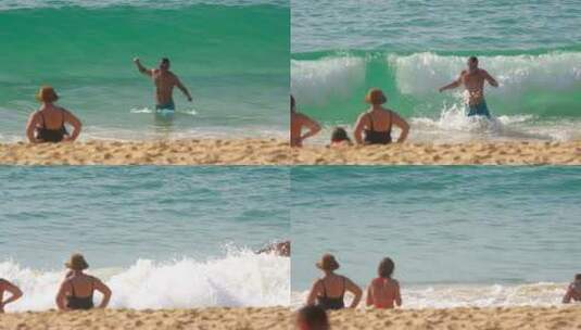 蔚蓝的海浪在卡伦海滩的沙滩上翻滚高清在线视频素材下载