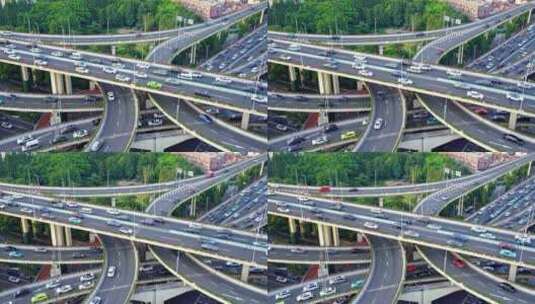 中国上海延安高架城市道路汽车交通景观高清在线视频素材下载