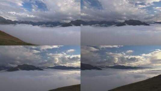 山谷云层之上的高海拔高山草甸高清在线视频素材下载