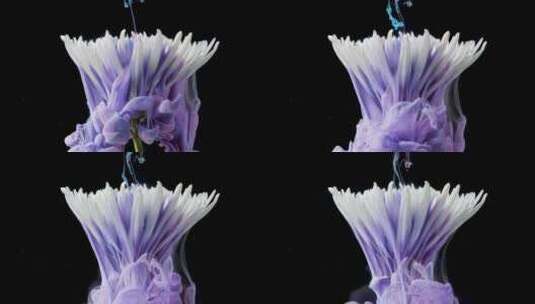 五颜六色的颜料墨水像一朵花一样流入水中高清在线视频素材下载