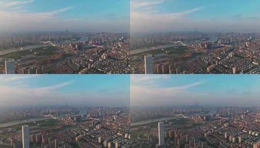 航拍上海现代城市风光高楼大厦写字楼CBD高清在线视频素材下载