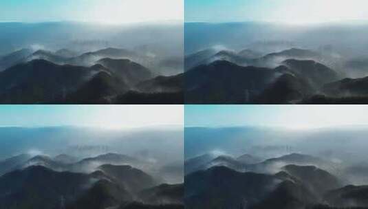 航拍云雾缭绕的群山风光高清在线视频素材下载