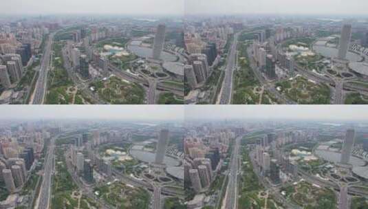 河南郑州城市交通航拍高清在线视频素材下载
