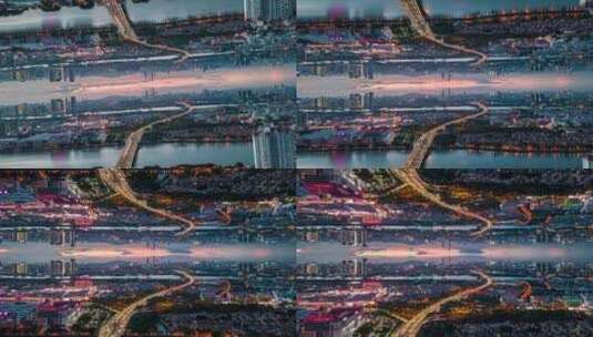4K广州中轴线晚霞镜像魔幻3D城市高清在线视频素材下载