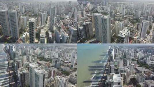 在巴西的Boa Viagem拍摄的高空摩天大楼。沿海城市。蓝色的海洋水域。
累西腓，巴西by高清在线视频素材下载
