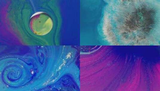 油彩艺术彩色海洋多彩艺术油漆艺术高清在线视频素材下载