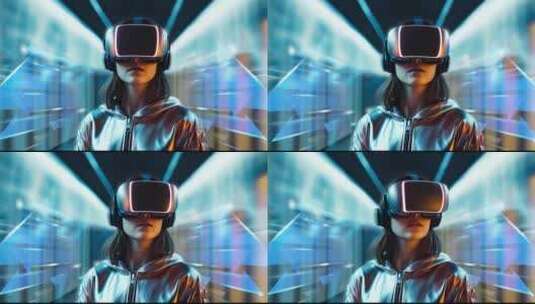 人工智能虚拟现实VR眼镜游戏空间高清在线视频素材下载
