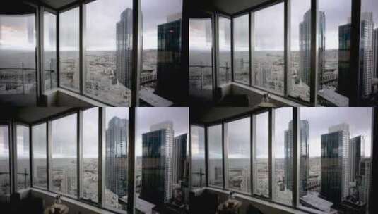 透过公寓窗户看到的城市高清在线视频素材下载