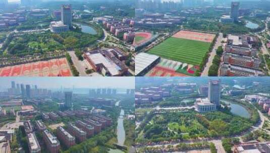 江西南昌航空大学前湖校区校园航拍风景风光高清在线视频素材下载