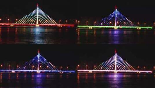 公园 湖面 夜景 夏天 桥梁 城市 夜晚高清在线视频素材下载