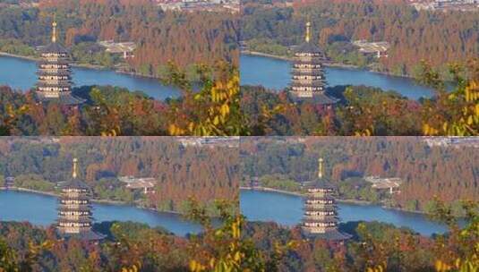 杭州雷峰塔秋天风景高清在线视频素材下载