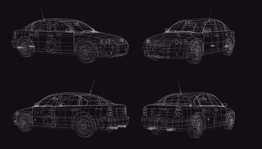低聚3D汽车轿车线框图高清在线视频素材下载