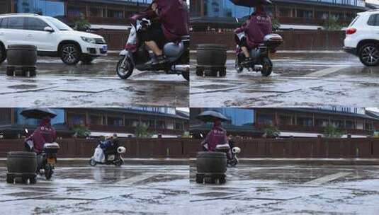 雨水滴答的城市街道升格高清在线视频素材下载