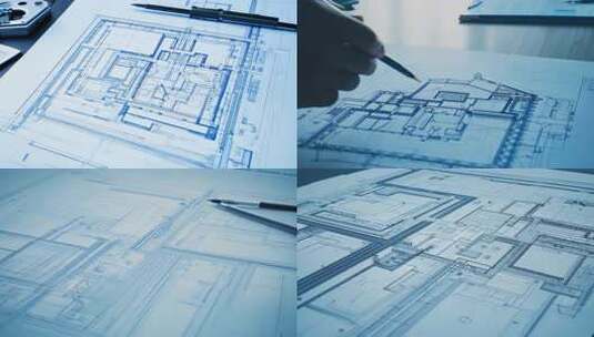 手绘建筑图纸蓝图 (1)高清在线视频素材下载