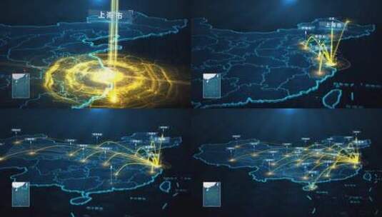 上海辐射全国地图高清AE视频素材下载
