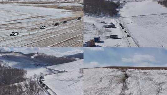 【合集】航拍车队冬季越野 推雪自驾高清在线视频素材下载