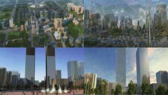 城市新区城市建筑漫游玻璃大厦高清在线视频素材下载
