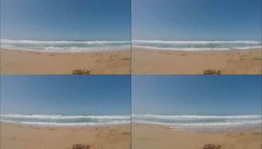 海浪冲刷海岸的特写镜头高清在线视频素材下载