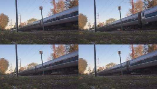 低角度的火车镜头高清在线视频素材下载