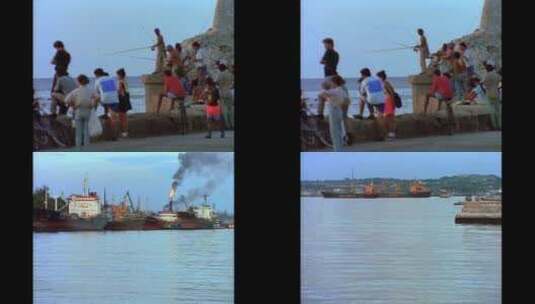 人们在海边钓鱼各种镜头组合高清在线视频素材下载