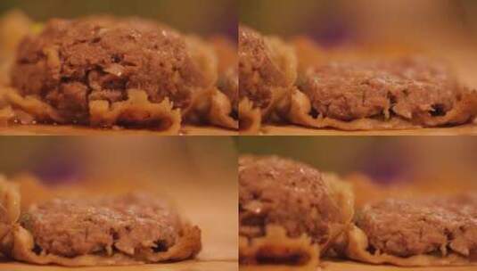 门钉肉饼馅料 (1)高清在线视频素材下载