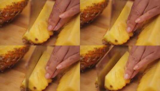 菠萝去皮切果肉 (2)高清在线视频素材下载