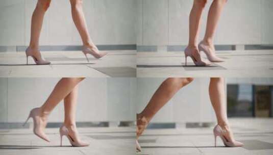 穿高跟鞋走路的女人高清在线视频素材下载