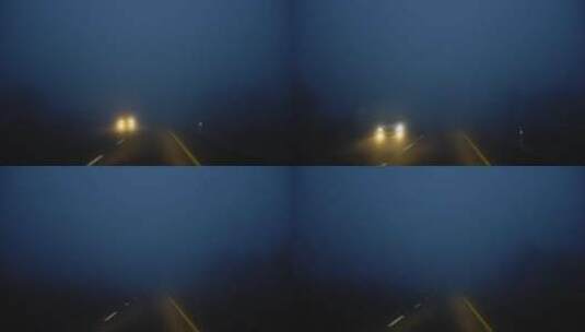 在雾天的夜晚开车高清在线视频素材下载