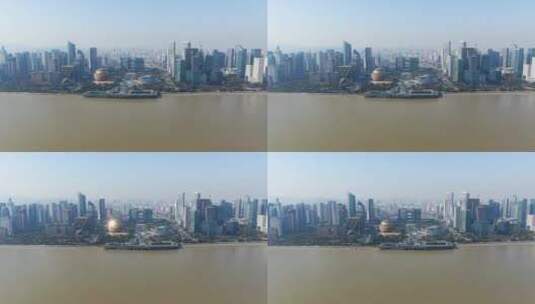 杭州钱江新城地标CBD航拍高清在线视频素材下载