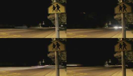 夜晚人行横道的延时镜头高清在线视频素材下载