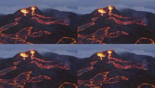 航拍冰岛火山喷发熔岩高清在线视频素材下载