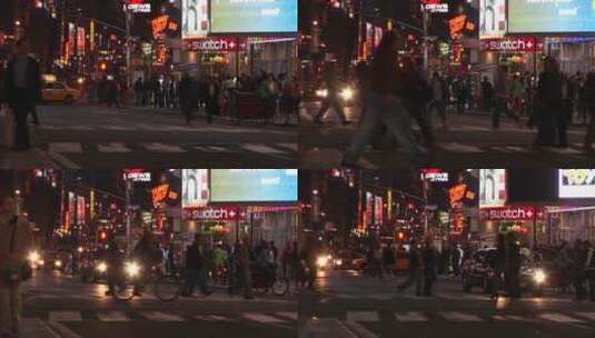 纽约市中心五彩缤纷的夜景高清在线视频素材下载