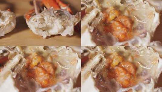 【镜头合集】吃螃蟹掰开梭子蟹 (2)高清在线视频素材下载