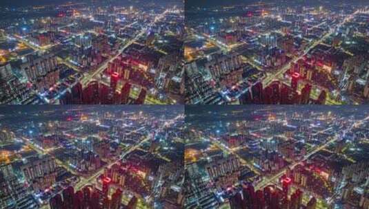 广西贵港夜景航拍延时高清在线视频素材下载
