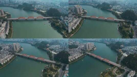 广西柳州柳州市区柳江文惠桥高清在线视频素材下载
