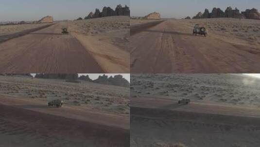 【DJI4K】沙漠航拍汽车高清在线视频素材下载