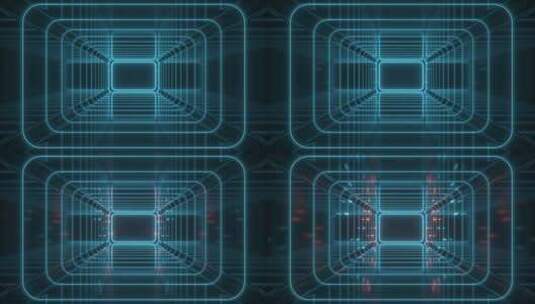黑色背景下的隧道与霓虹线条 3D渲染高清在线视频素材下载