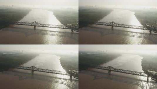 4K航拍济南黄河铁桥高清在线视频素材下载